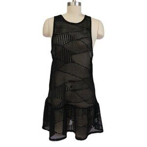 Miken Black Mesh Sleeveless Swim Dress Cover Up Size S Semi Sheer Round Neck